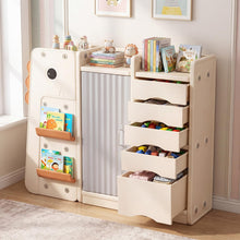 Load image into Gallery viewer, Kids Toy Storage Organizer, Wooden Dinosaur Toy Chest with 5 Removable Bins