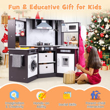 Load image into Gallery viewer, Wooden Kids Play Kitchen Corner with Lights and Water Circulation System