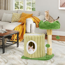 Load image into Gallery viewer, Small Cat Tree, Green Cat Tower with Private Cat Condo