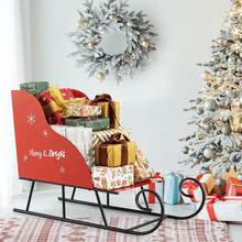 Load image into Gallery viewer, Red Christmas Santa Sleigh, Metal Xmas Decoration