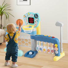 Load image into Gallery viewer, 5 in 1 Toddler Sports Toy Kids Activity Center with Adjustable Basketball Hoop