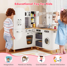 Load image into Gallery viewer, Wooden Corner Play Kitchen with Pine Wood Legs and Lights & Sounds