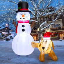 Load image into Gallery viewer, 180 cm Tall Inflatable Snowman and Dog Set with Built-in LED Lights