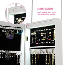 Load image into Gallery viewer, LED Lights Wall Door Mounted Jewelry Cabinet with Full Length Mirror