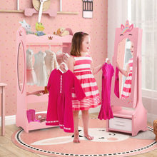 Load image into Gallery viewer, Kids Jewelry Cabinet with Full-Length Mirror and Foldable Drawer