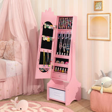 Load image into Gallery viewer, Kids Jewelry Cabinet with Full-Length Mirror and Foldable Drawer