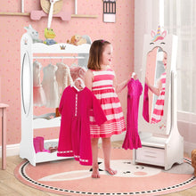 Load image into Gallery viewer, Kids Jewelry Cabinet with Full-Length Mirror and Foldable Drawer
