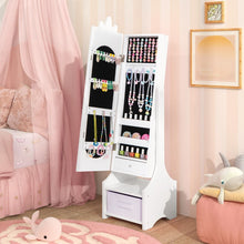 Load image into Gallery viewer, Kids Jewelry Cabinet with Full-Length Mirror and Foldable Drawer