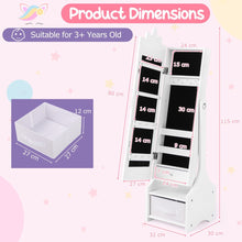 Load image into Gallery viewer, Kids Jewelry Cabinet with Full-Length Mirror and Foldable Drawer
