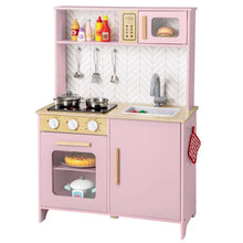 Load image into Gallery viewer, Toddler Wooden Toy Kitchen with Lights and Sounds