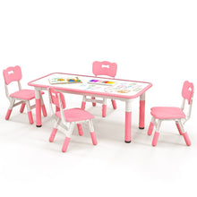 Load image into Gallery viewer, Kids Table and 4 Chairs Set with Graffiti Desktop for Home Daycare School