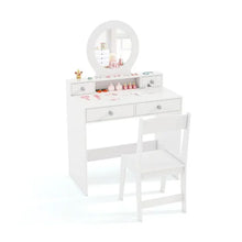 Load image into Gallery viewer, Kids Vanity Table and Chair Set with Mirror