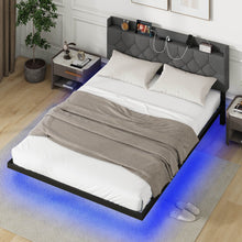 Load image into Gallery viewer, King Size Floating Bed Frame with Adjustable Headboard and Charging Station