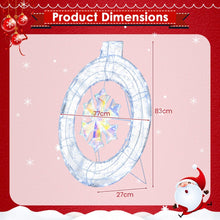 Load image into Gallery viewer, 33 Inch Lighted Snowflake Wreath with Hanging Ring and Support Bracket
