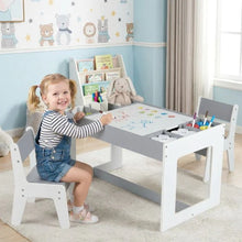 Load image into Gallery viewer, Multifunctional Kids Table and 2 Chairs Set with Whiteboard