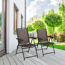 Load image into Gallery viewer, Set of 4 Patio Folding Chairs Portable Garden Armchairs Adjustable