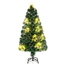 Load image into Gallery viewer, 4FT/5FT Pre-Lit Christmas Tree, Fiber Optic Artificial Xmas Trees