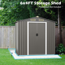 Load image into Gallery viewer, 6 x 4 Feet Outdoor Metal Storage Shed with Ventilation Sliding Doors