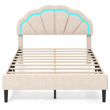 Load image into Gallery viewer, Platform Bed with Adjustable Petal Headboard and Wooden Slats Support