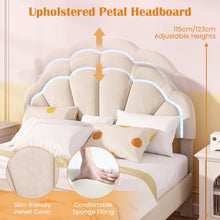 Load image into Gallery viewer, Platform Bed with Adjustable Petal Headboard and Wooden Slats Support