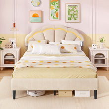 Load image into Gallery viewer, Platform Bed with Adjustable Petal Headboard and Wooden Slats Support