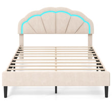 Load image into Gallery viewer, Platform Bed with Adjustable Petal Headboard and Wooden Slats Support