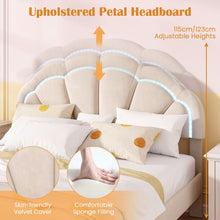 Load image into Gallery viewer, Platform Bed with Adjustable Petal Headboard and Wooden Slats Support