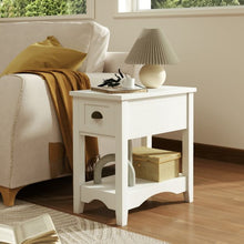 Load image into Gallery viewer, Rectangular Nightstand with 1 Drawer 1 Storing Shelf and 4 Solid Rubber wood Legs