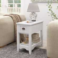 Load image into Gallery viewer, Rectangular Nightstand with 1 Drawer 1 Storing Shelf and 4 Solid Rubber wood Legs