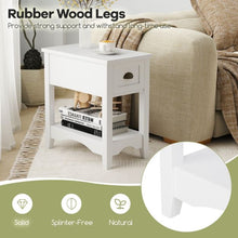 Load image into Gallery viewer, Rectangular Nightstand with 1 Drawer 1 Storing Shelf and 4 Solid Rubber wood Legs