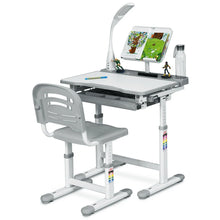 Load image into Gallery viewer, Children's Ergonomic Height Adjustable Study Desk Set with Lamp