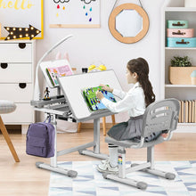 Load image into Gallery viewer, Children's Ergonomic Height Adjustable Study Desk Set with Lamp