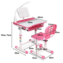 Load image into Gallery viewer, Children's Ergonomic Height Adjustable Study Desk Set with Lamp