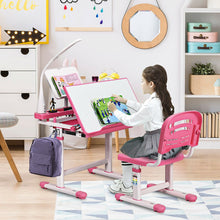 Load image into Gallery viewer, Children's Ergonomic Height Adjustable Study Desk Set with Lamp
