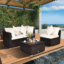 Load image into Gallery viewer, 4 PCS Rattan Patio Conversation Set Outdoor Furniture Sofa Set w/ Coffee Table
