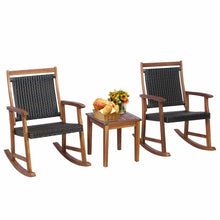 Load image into Gallery viewer, 3 Pieces Rocking Chair Set Outdoor Conversation Furniture Patio Wicker W/ Table