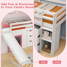 Load image into Gallery viewer, Single Size Pine Wood Loft Bed with Slide and Ladder and Game House