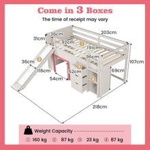 Load image into Gallery viewer, Single Size Pine Wood Loft Bed with Slide and Ladder and Game House