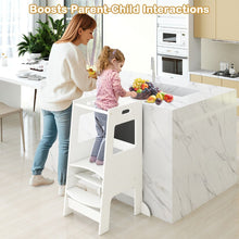 Load image into Gallery viewer, Toddler Kitchen Step Stool with Activity Chalkboard and Adjustable Height