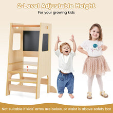 Load image into Gallery viewer, Toddler Kitchen Step Stool with Activity Chalkboard and Adjustable Height