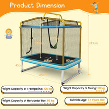 Load image into Gallery viewer, 190CM 3-in-1 Kids Rectangle Trampoline with Enclosure Net and Horizontal Bar