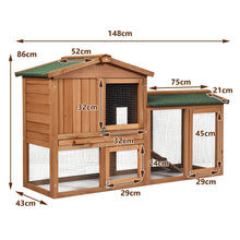Load image into Gallery viewer, 2-Floor Large Chicken Coop Wooden Rabbit Hutch W/Removable Tray &Ramp Waterproof