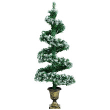 Load image into Gallery viewer, 4FT Artificial Christmas Tree Snowy Pre-Lit Spiral Topiary Xmas Tree W/LED Light