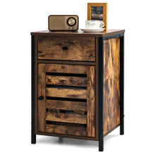 Load image into Gallery viewer, Sofa Side Table, Industrial Nightstand Bedside End Table with Storage Drawer, Metal Frame