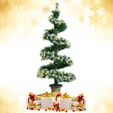 Load image into Gallery viewer, 4FT Artificial Christmas Tree Snowy Pre-Lit Spiral Topiary Xmas Tree W/LED Light