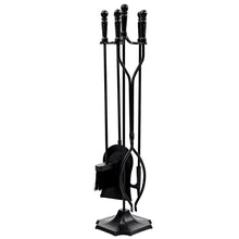 Load image into Gallery viewer, 5 Piece Fireplace Tool Set Iron Fireside Fire Companion Poker Tong Shovel Brush