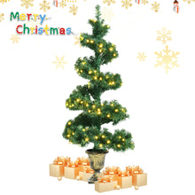 Load image into Gallery viewer, 4FT Pre-Lit Christmas Tree Spiral Artificial Potted Tree X-mas Traditional Decor
