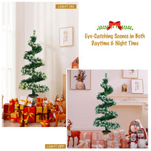 Load image into Gallery viewer, 4FT Artificial Christmas Tree Snowy Pre-Lit Spiral Topiary Xmas Tree W/LED Light