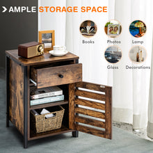Load image into Gallery viewer, Sofa Side Table, Industrial Nightstand Bedside End Table with Storage Drawer, Metal Frame