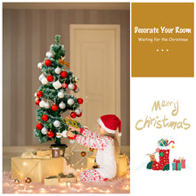 Load image into Gallery viewer, 4FT Artificial Christmas Tree Snowy Pre-Lit Spiral Topiary Xmas Tree W/LED Light